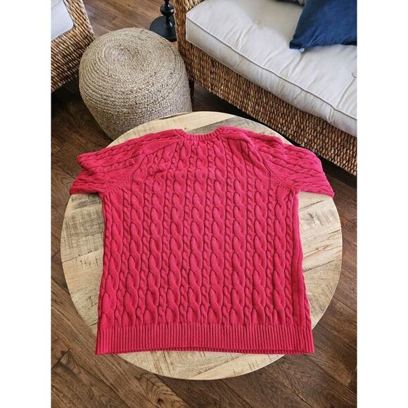 Lands' End Drifter Cableknit Sweater Women’s Size M Red Cozy Preppy - Picture 6 of 8